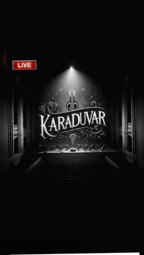 a black and white poster for karaduvar shows a guitar