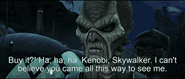 a screenshot of a video game says buy it ha ha ha kenobi skywalker