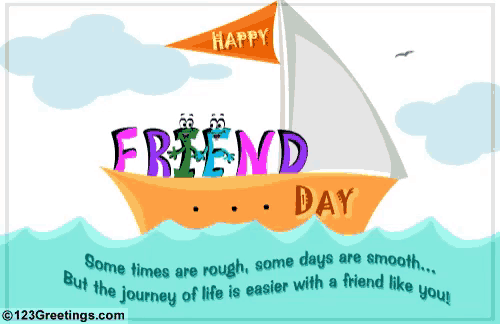 a greeting card for friend day with a sailboat