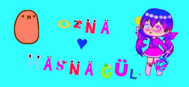 a girl with red hair is holding a lollipop in front of a pink background that says ozna asna gu