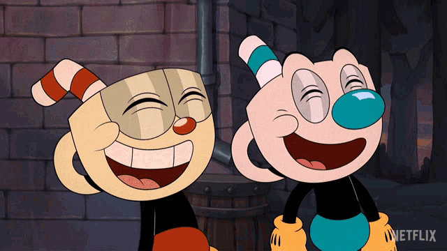 two cartoon characters are laughing with a netflix logo in the background
