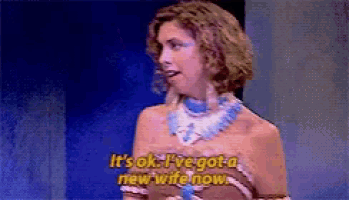 a woman is talking about having a new wife