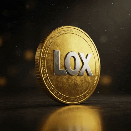 a gold coin with the letters lox on it