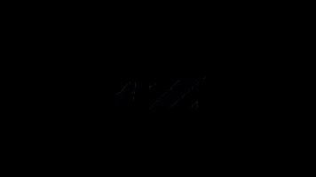 a close up of a black and white logo on a black background