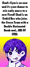 a cartoon of a girl with purple hair and a yellow background .