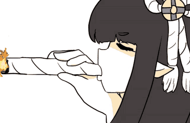 a cartoon drawing of a girl with a bow on her head