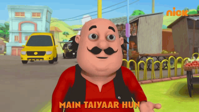 a cartoon character says main taiyaar hun in a foreign language