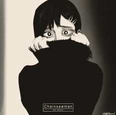 a black and white drawing of a person covering their face with a turtleneck .