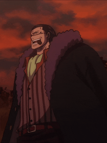 a cartoon of a man with a beard and a purple coat