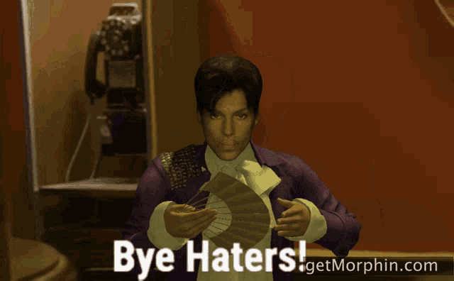 a picture of prince with the words bye haters on it