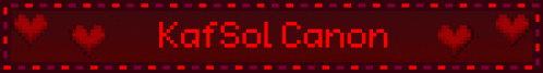 a red banner with hearts and the words " kafsol canon " on it