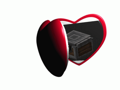 a heart shaped object with a minecraft chest inside