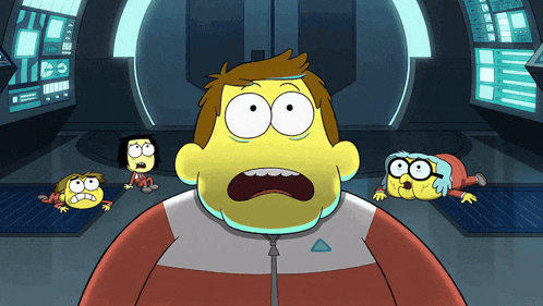 a cartoon of a man with a triangle on his chest