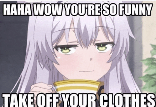 a picture of a girl with a cup that says " take off your clothes "