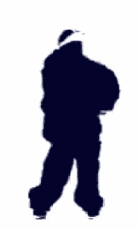 a silhouette of a man wearing a hard hat and a jacket .