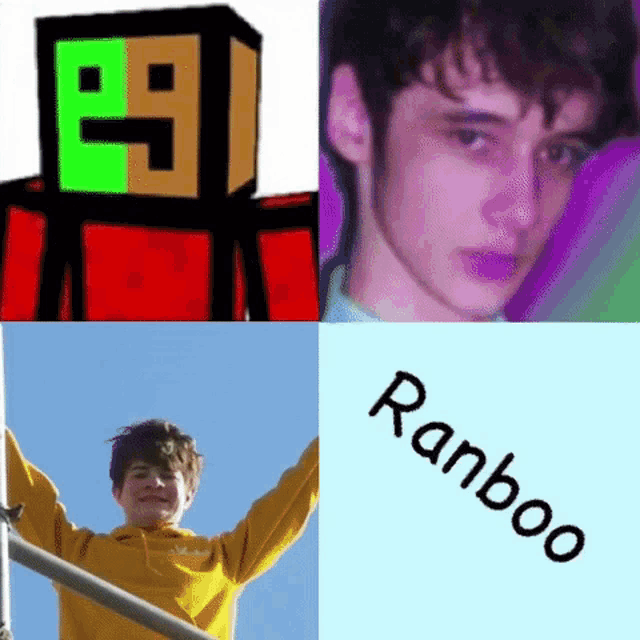 a collage of images of a boy with the name ranboo