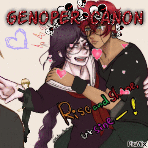 a drawing of a man and a woman with the words genoper canon written on it
