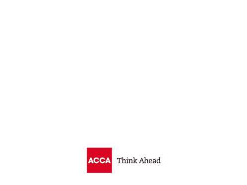 a logo for acca think ahead with a blurred image