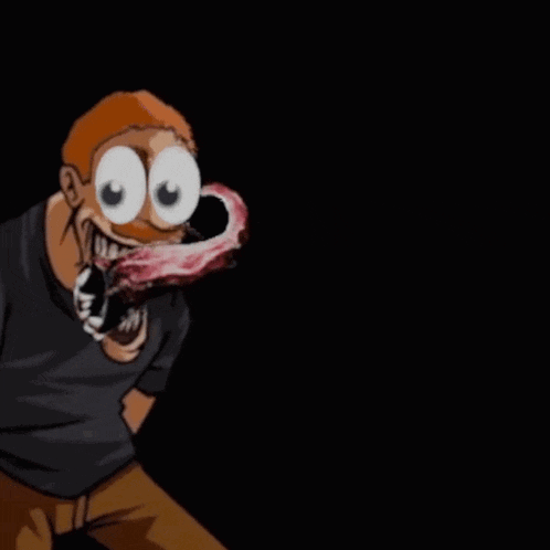 a cartoon of a man with a worm sticking out of his mouth with the words w shucks below him