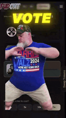 a man with a beard wearing a shirt that says valz 2024