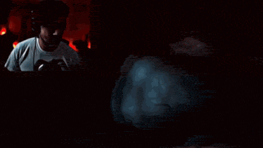 a man playing a video game with the words what if i did n't run behind him