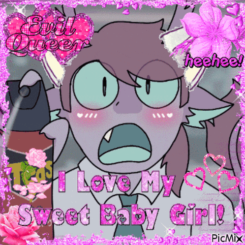a picture of a cartoon character with the words i love my sweet baby girl