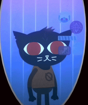 a black cat with red eyes and a shirt that says ' no ' on it