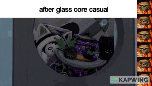 a screenshot of a video game with the words after glass core casual