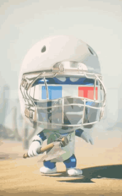 a cartoon character is wearing a football helmet and holding a pickaxe