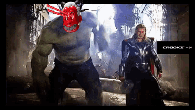 a picture of hulk and thor with the word crooks in the corner