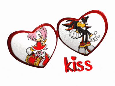 shadow the hedgehog and amy rose are kissing in a heart