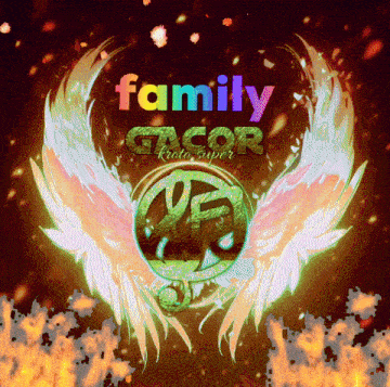a logo for family gacor with wings and a circle