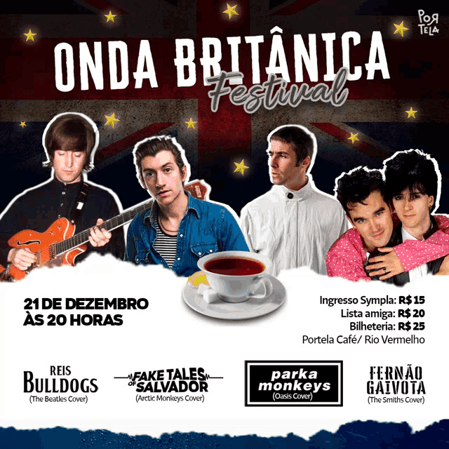 a poster for the onda britanica festival shows a cup of tea
