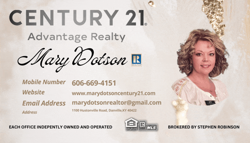a century 21 ad for mary dotson real estate agent