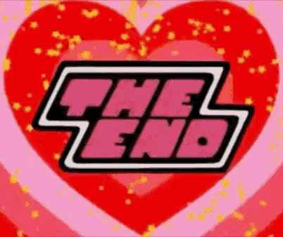 a pink heart with the words `` the end '' on it