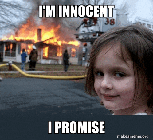 a little girl stands in front of a burning house and says i promise