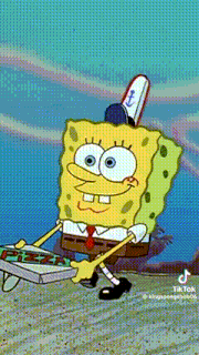 spongebob squarepants is carrying a box of pizza in his hands .