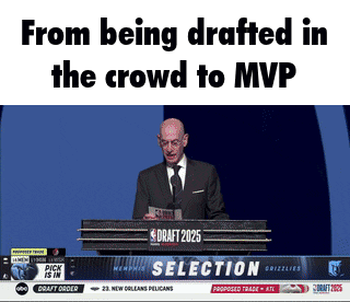 a man in a suit and tie is giving a speech at a podium that says draft 2025 selection