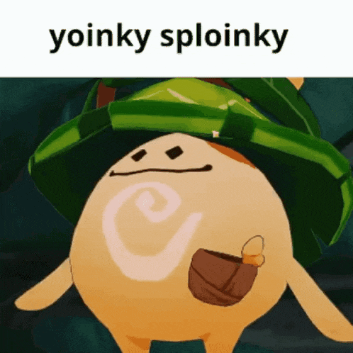 a cartoon character is wearing a green hat and holding a purse ..