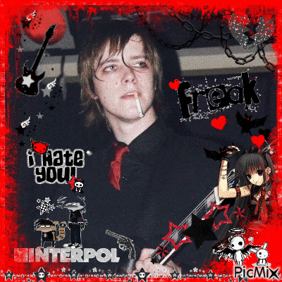 a picture of a man smoking a cigarette with the words freak i hate you