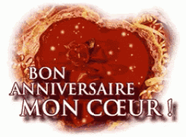 a red heart with the words bon anniversaire mon coeur