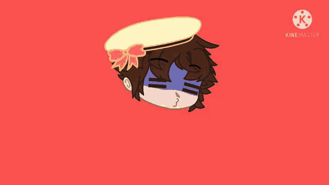 a cartoon drawing of a boy wearing a hat with a bow on it