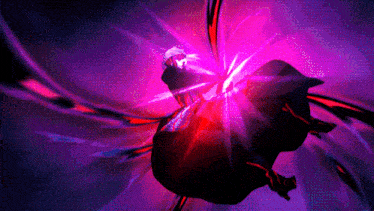 a person in a cape is flying through a purple light