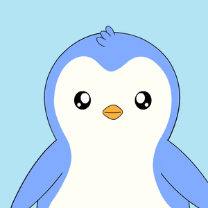 a blue and white penguin is holding a microphone and a megaphone