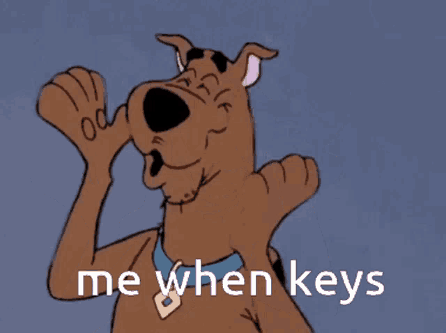 scooby doo is giving a thumbs up with the words me when keys below him