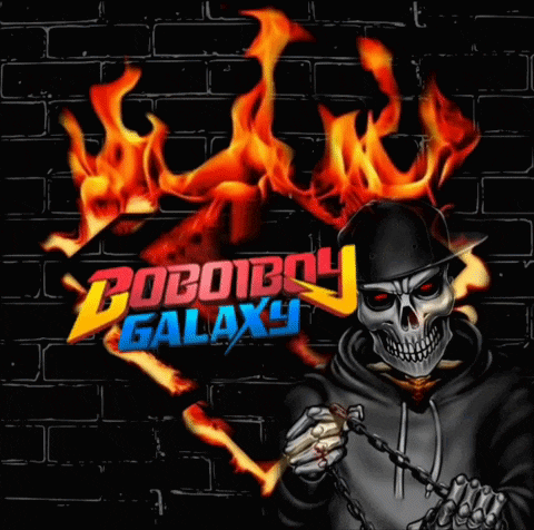 a poster with a skeleton smoking a cigarette and the words 8 bocoiboy galaxy on the bottom