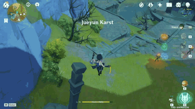 a screenshot of a video game with the name jueyun karst