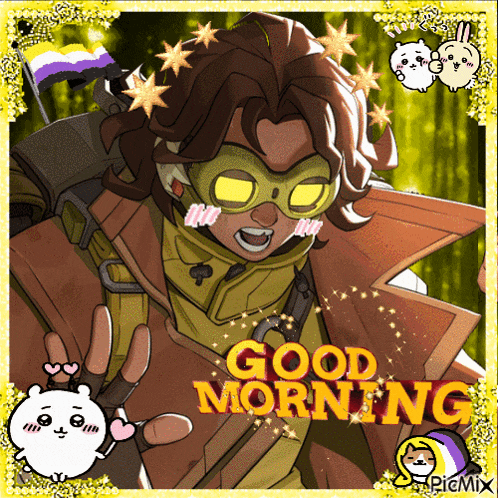 a picture of a cartoon character with the words good morning