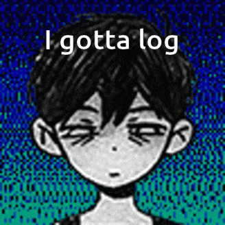 a black and white drawing of a boy with the words `` i gotta log '' written on the bottom .