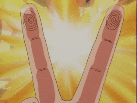 a cartoon girl is giving a peace sign